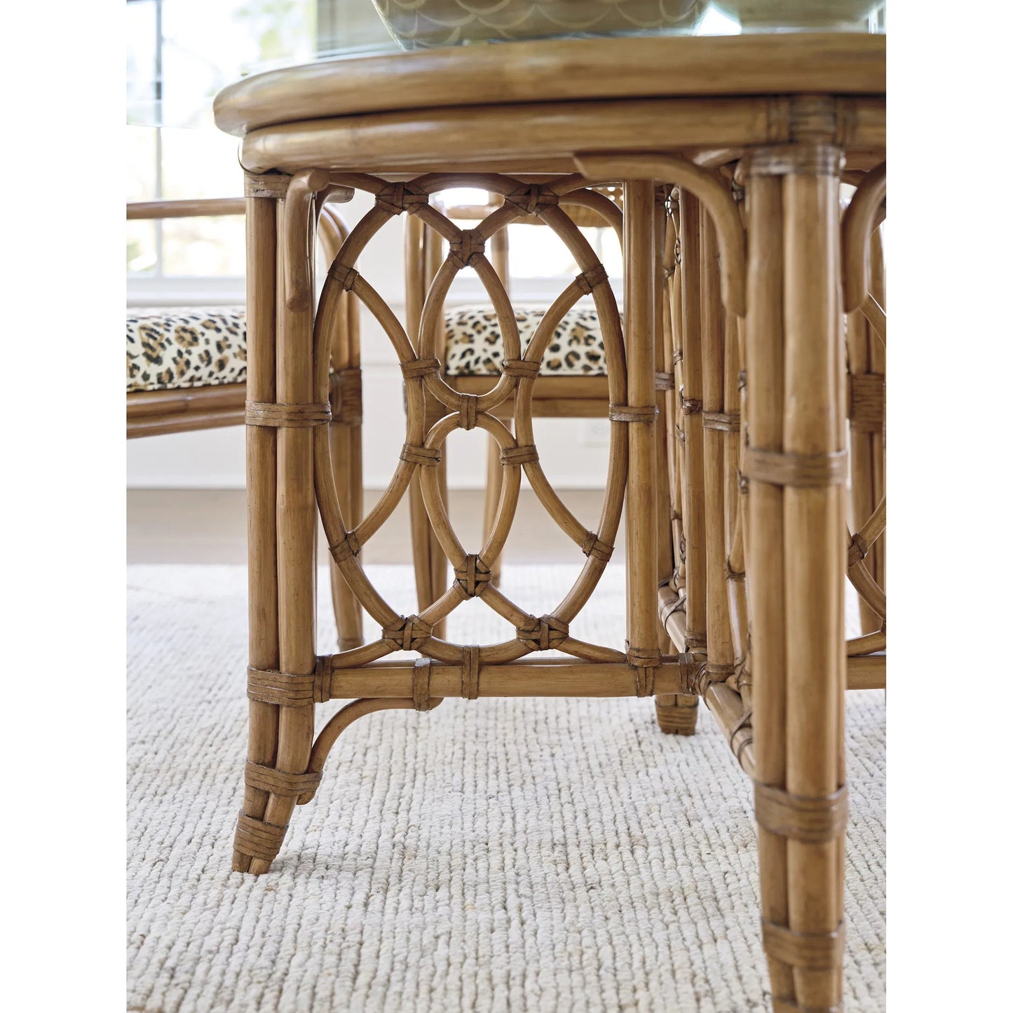 006 SI-2243957 | Closeup | Emerald Bay 60" Dining Table by Tommy Bahama Home in sunwashed. Made from unique in a unique style.