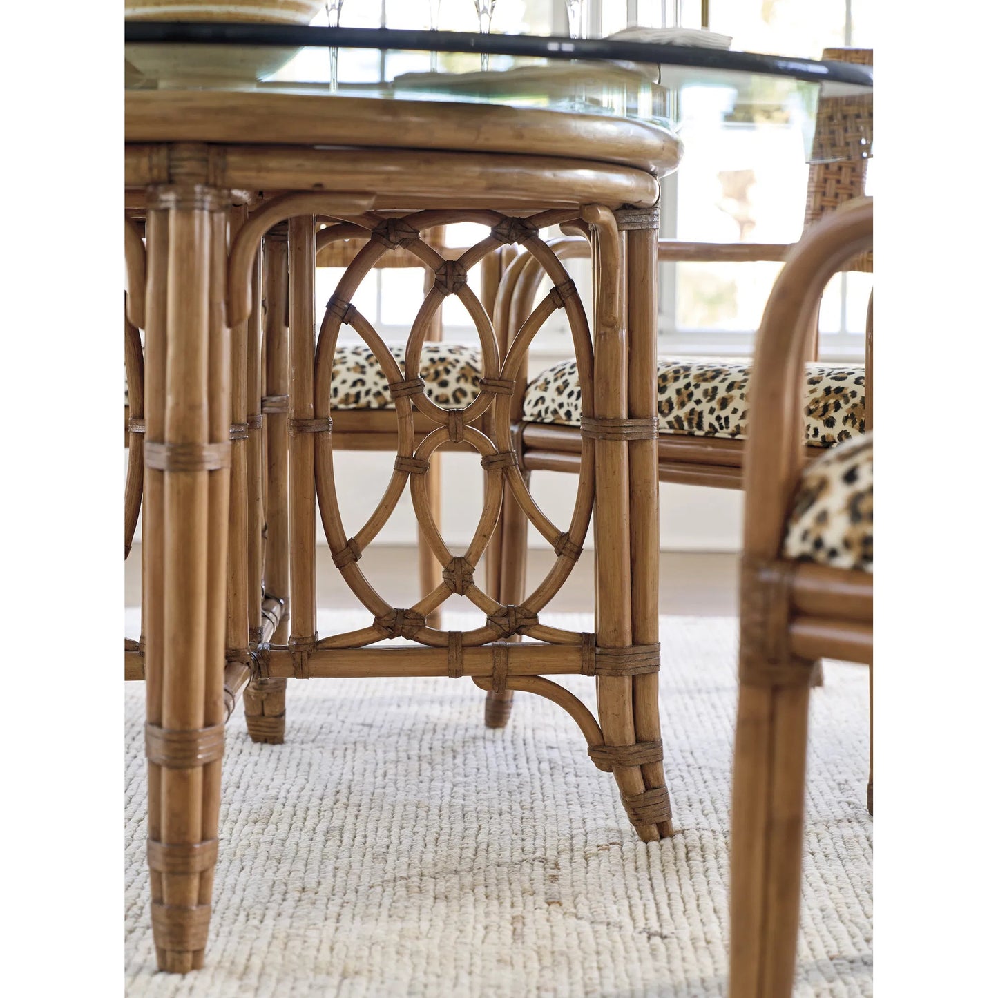 005 SI-2243957 | Closeup | Emerald Bay 60" Dining Table by Tommy Bahama Home in sunwashed. Made from unique in a unique style.