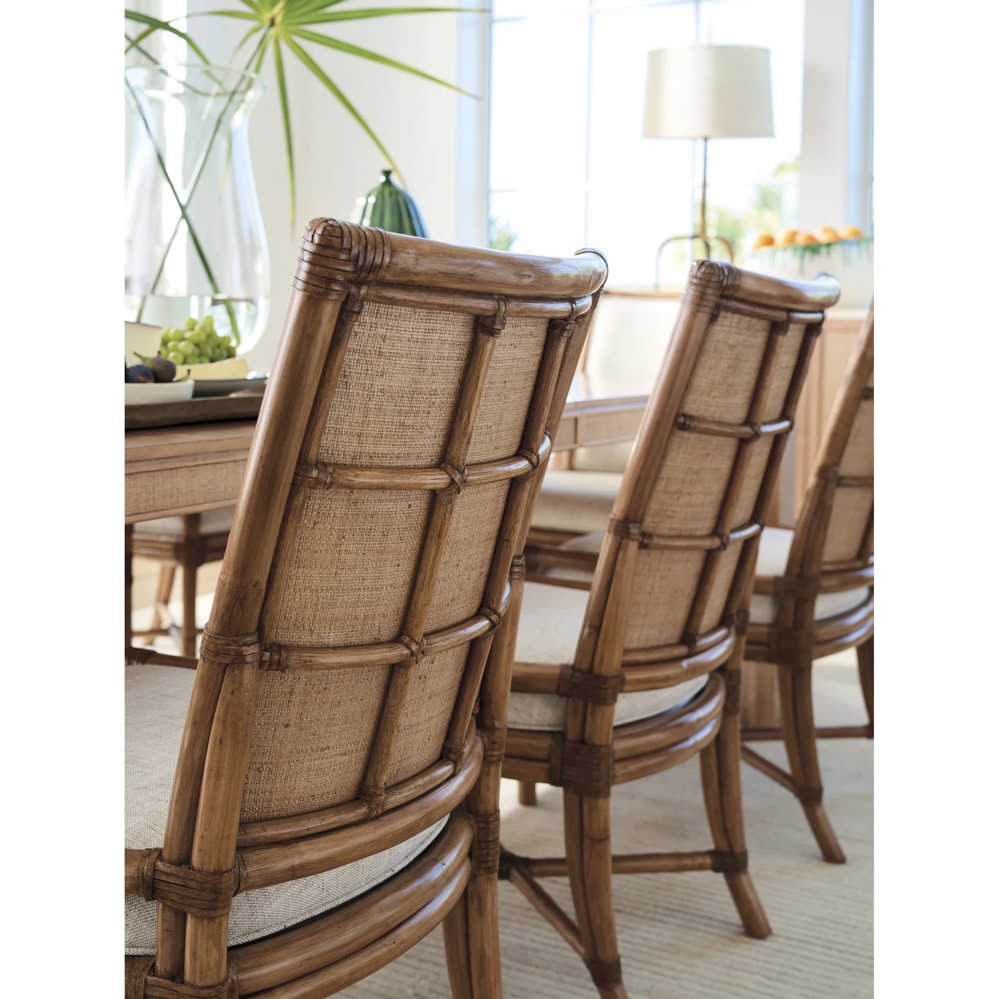 003 SI-2243961 | Closeup | Oceanside Rattan Side Chair by Tommy Bahama Home in sunwashed. Made from unique in a unique style.