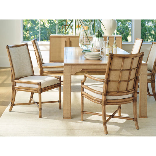 Oceanside Rattan Arm Chair by Tommy Bahama Home in sunwashed. Made from unique in a rustic style.