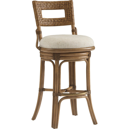 001 SI-2243964 | Primary Silo | Bay Harbour Swivel Bar Stool by Tommy Bahama Home in sunwashed. Made from unique in a rustic style.