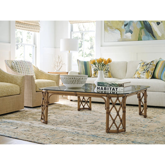 Coral Reef Square Cocktail Table by Tommy Bahama Home in sunwashed. Made from unique in a rustic style.