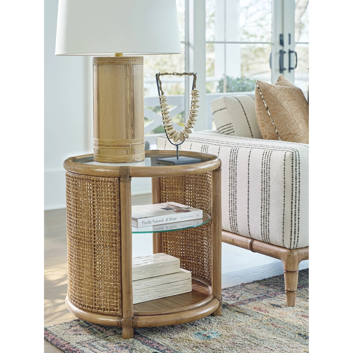 005 SI-2243969 | Lifestyle | Tortuga Round End Table by Tommy Bahama Home in sunwashed. Made from unique in a rustic style.