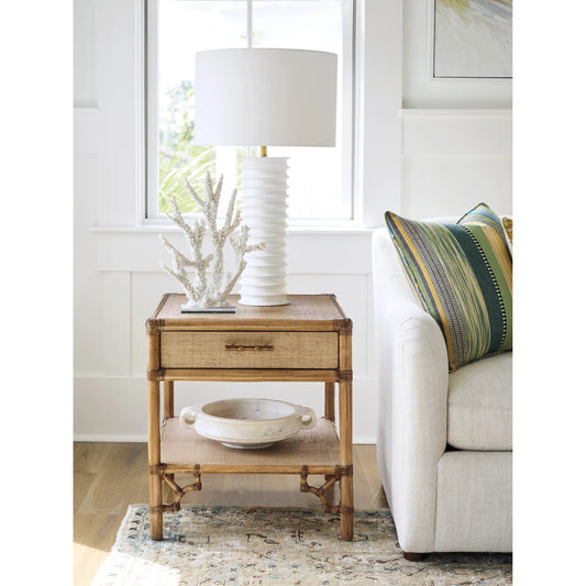 Bayfront Rectangular End Table by Tommy Bahama Home in sunwashed. Made from unique in a rustic style.