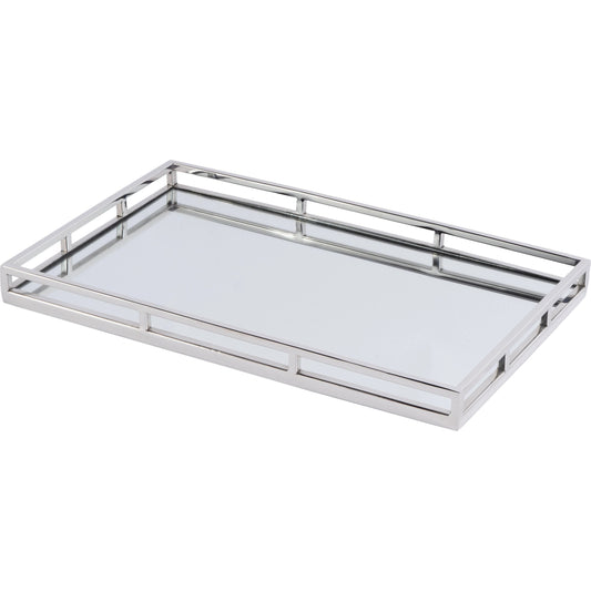 Winona Serving Tray by Butler Specialty Company in silver. Made from stainless steel, glass in a modern style.