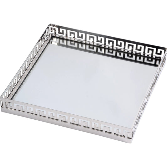 Cleo Serving Tray by Butler Specialty Company in silver. Made from stainless steel, glass in a modern style.
