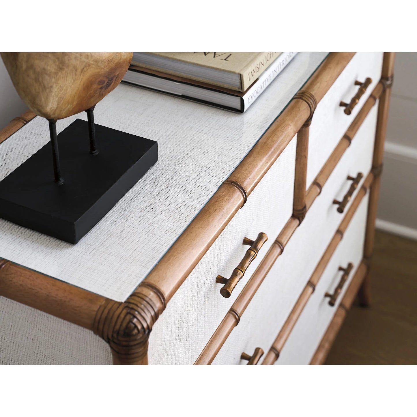 006 SI-2243977 | Closeup | Hall Chest by Tommy Bahama Home in shell key. Made from unique in a unique style.
