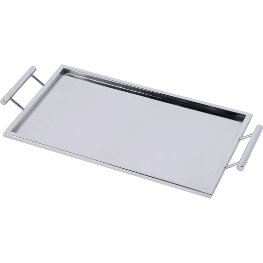 Tara Serving Tray by Butler Specialty Company in silver. Made from stainless steel in a modern style.