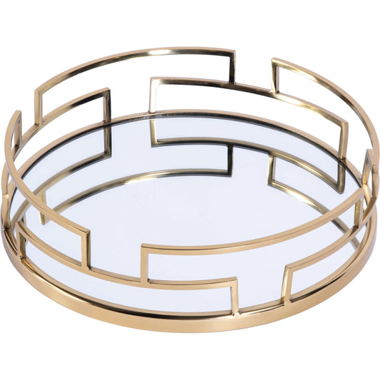 Cecil Serving Tray by Butler Specialty Company in gold. Made from stainless steel, glass in a modern style.