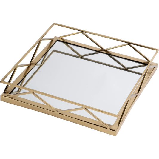 Lydon Serving Tray by Butler Specialty Company in gold. Made from stainless steel, glass in a modern style.