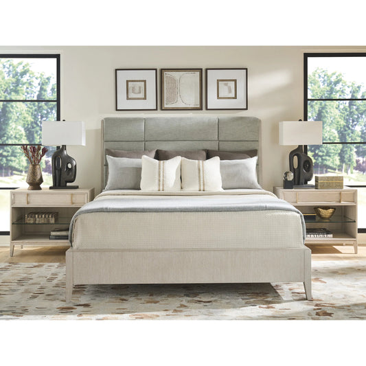 Serafina Upholstered Bed by Tommy Bahama Home. Made from fabric in a unique style.