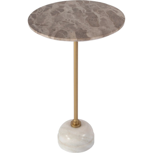 Zion Side Table by Butler Specialty Company in beige, gold, white. Made from marble, iron, mdf in a modern style.
