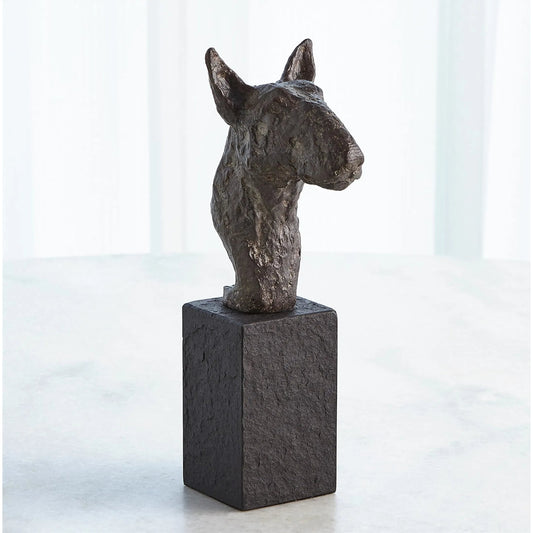 Bull Terrier Sculpture by Global Views in natural, black and marble. Made from unique in a modern style.