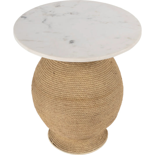 Shea Marble and Rope End Table by Butler Specialty Company in natural. Made from iron, rope, marble in a rustic style.