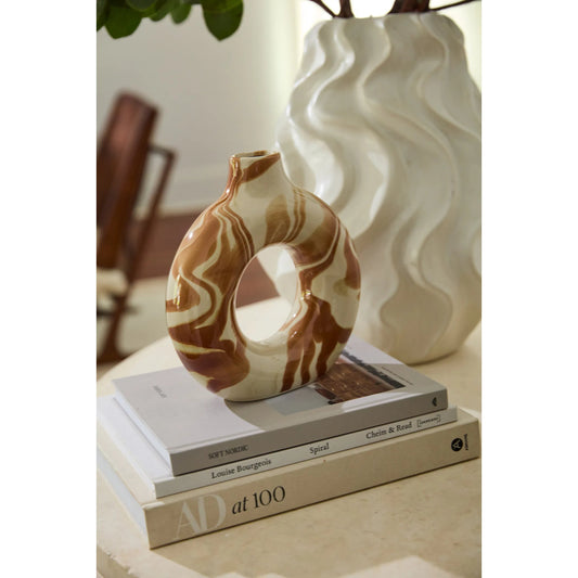 Augury Vase by Accent Decor in brown. Made from ceramic in a modern style.