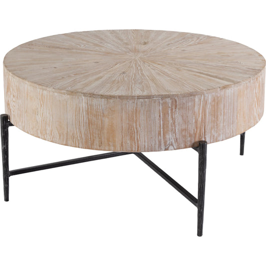 Akemi Wood Coffee Table by Butler Specialty Company in light brown. Made from iron, mango solids in a transitional style.