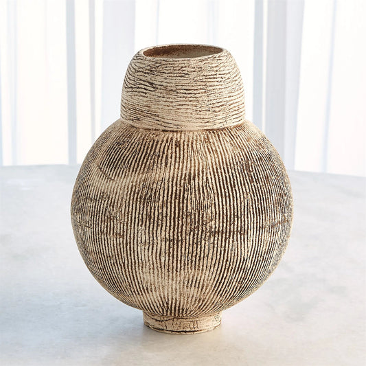 Scord Gord Vase by Global Views in sand. Made from unique in a rustic style.