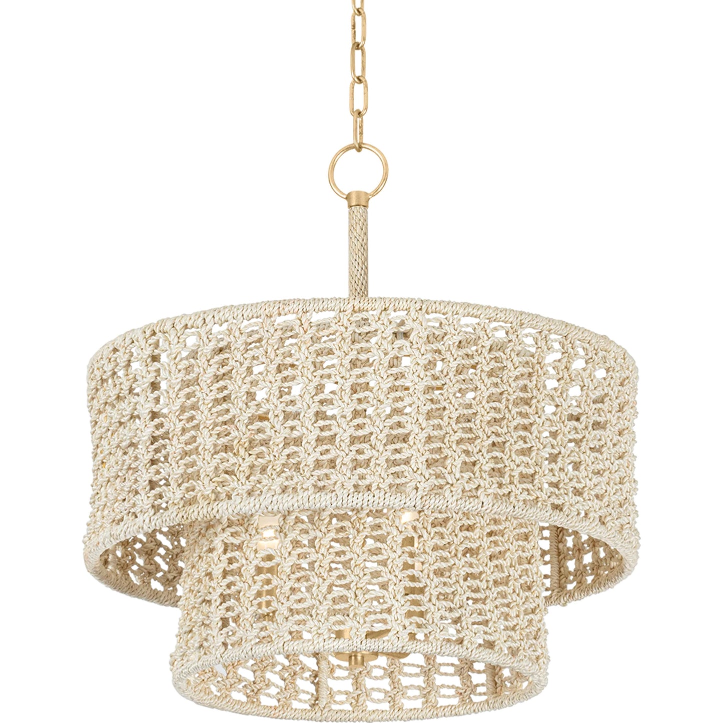 001 SI-2335936 | Primary Silo | Yorkhill 3-Light Pendant by Hudson Valley in vintage gold leaf. Made from natural woven in a rustic style.