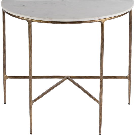 Evelyn Demilune Console Table by Butler Specialty Company in white. Made from iron, banswara marble in a modern style.