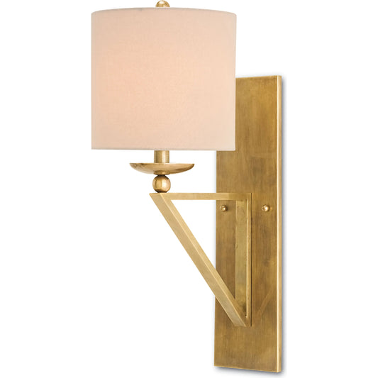 Anthology Wall Sconce by Currey and Company in vintage brass. Made from brass in a traditional style.