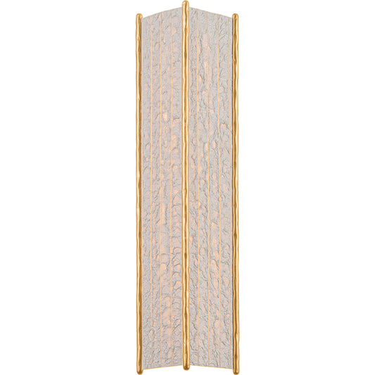 001 SI-2544341 | Primary Silo | Mostar Wall Sconce by Corbett in vintage gold leaf. Made from steel in a unique style.