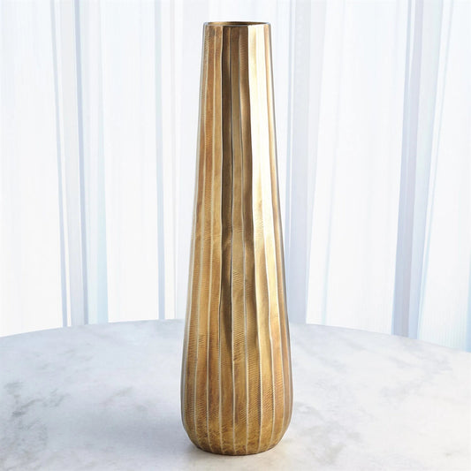 Chased Round Vase by Global Views in antique brass. Made from unique in a modern style.