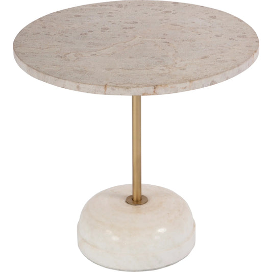 Lucia Pedestal Side Table by Butler Specialty Company in white. Made from marble, iron, mdf in a transitional style.