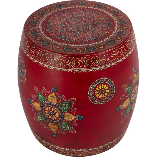 Imani Side Table by Butler Specialty Company in red. Made from iron in a traditional style.