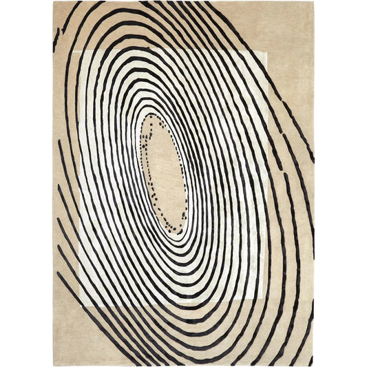 Concentric Circles Rug by Global Views in fawn. Made from unique in a unique style.