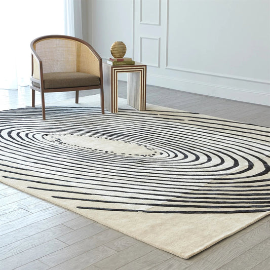 Concentric Circles Rug by Global Views in fawn. Made from unique in a unique style.