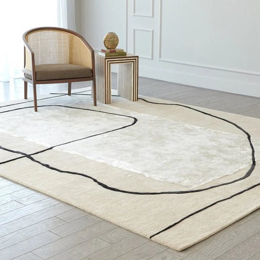 Passage Rug by Global Views in fawn. Made from 50% viscose, 50% wool, 100% cotton backing in a unique style.