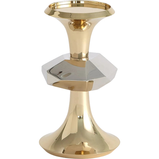 Gabriel Brass Candle Holder by Global Views. Made from brass in a modern style.