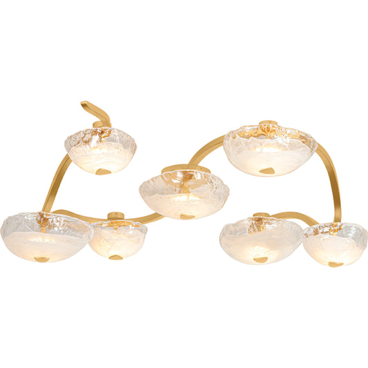 000 SI-2544333 | Primary Silo | Kune Semi Flush by Corbett in vintage gold leaf. Made from steel in a unique style.