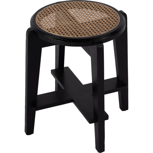Dryden Cane & Wood Stool by Butler Specialty Company in black, natural. Made from mango, cane in a traditional style.
