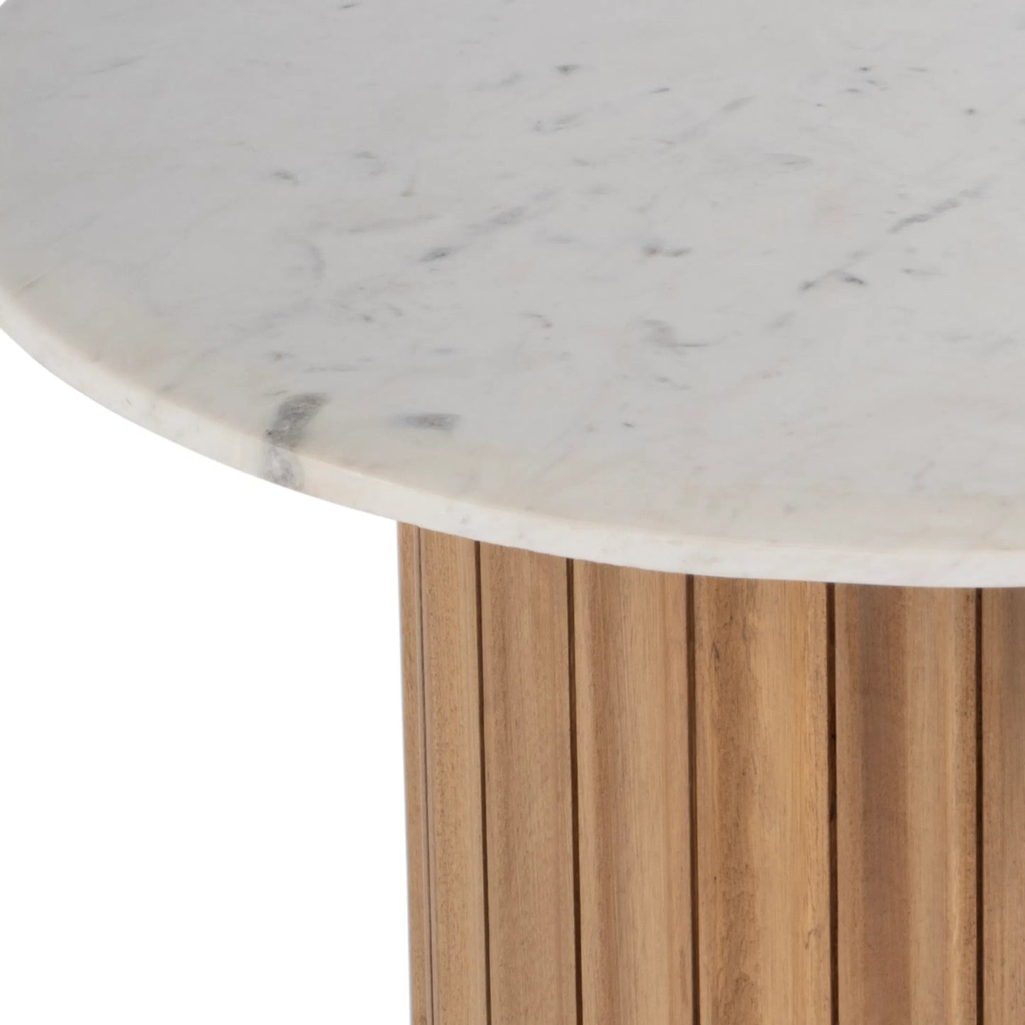 005 SI-2333934 | Closeup | Geneva Side Table by Butler Specialty Company in brown, white. Made from mango, marble, mdf in a unique style.