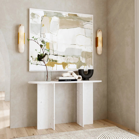 Vienna Console Table by Butler Specialty Company in white. Made from banswara marble in a modern style.