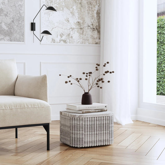 Sylvester Marble Low Bunching Table by Butler Specialty Company in gray, white. Made from marble, mdf in a modern style.