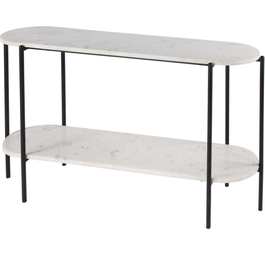 Renaldo 2-Tier Console Table by Butler Specialty Company in white. Made from iron, marble, mdf in a modern style.