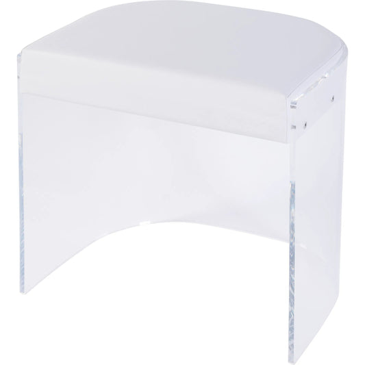 Solara Seat Upholstered Accent Stool by Butler Specialty Company in clear. Made from acrylic, iron, mdf, pvc vinyl, polyurethane foam in a transitional style.