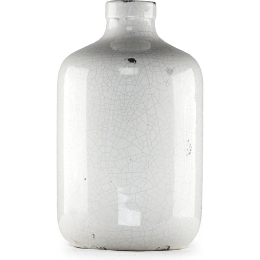 Distressed Crackle White Ceramic Vase by Zentique in distressed crackle white. Made from ceramic in a modern style.