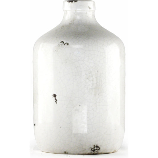 Distressed Crackle White Ceramic Vase by Zentique in distressed crackle white. Made from ceramic in a modern style.