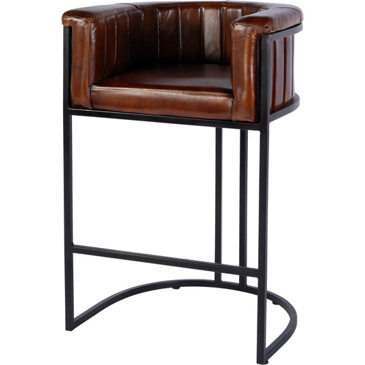 Rockford Bar Stool by Butler Specialty Company in brown leather. Made from iron, genuine leather in a traditional style.