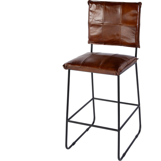 Niles Bar Stool by Butler Specialty Company in brown leather. Made from iron, leather in a traditional style.