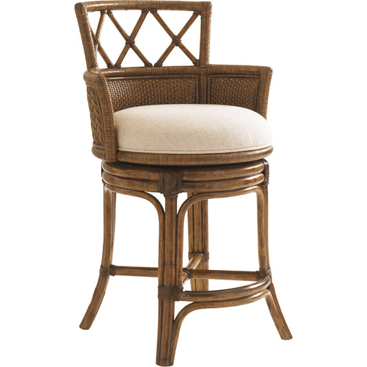 Kamala Bay Swivel Counter Stool by Tommy Bahama Home. Made from unique in a coastal style.