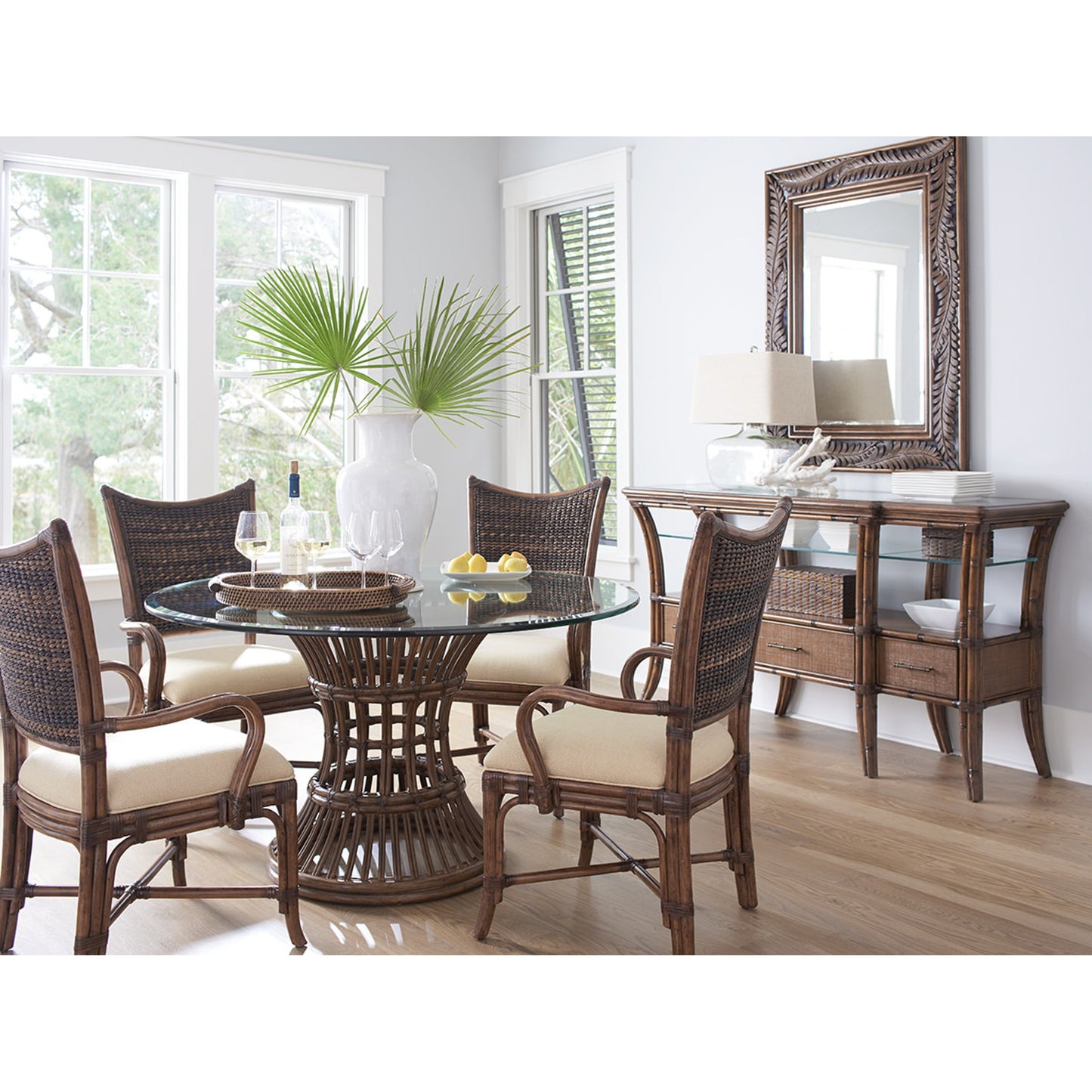 004 SR-836215 | Lifestyle | Latitude Dining Table by Tommy Bahama Home. Made from unique in a coastal style.
