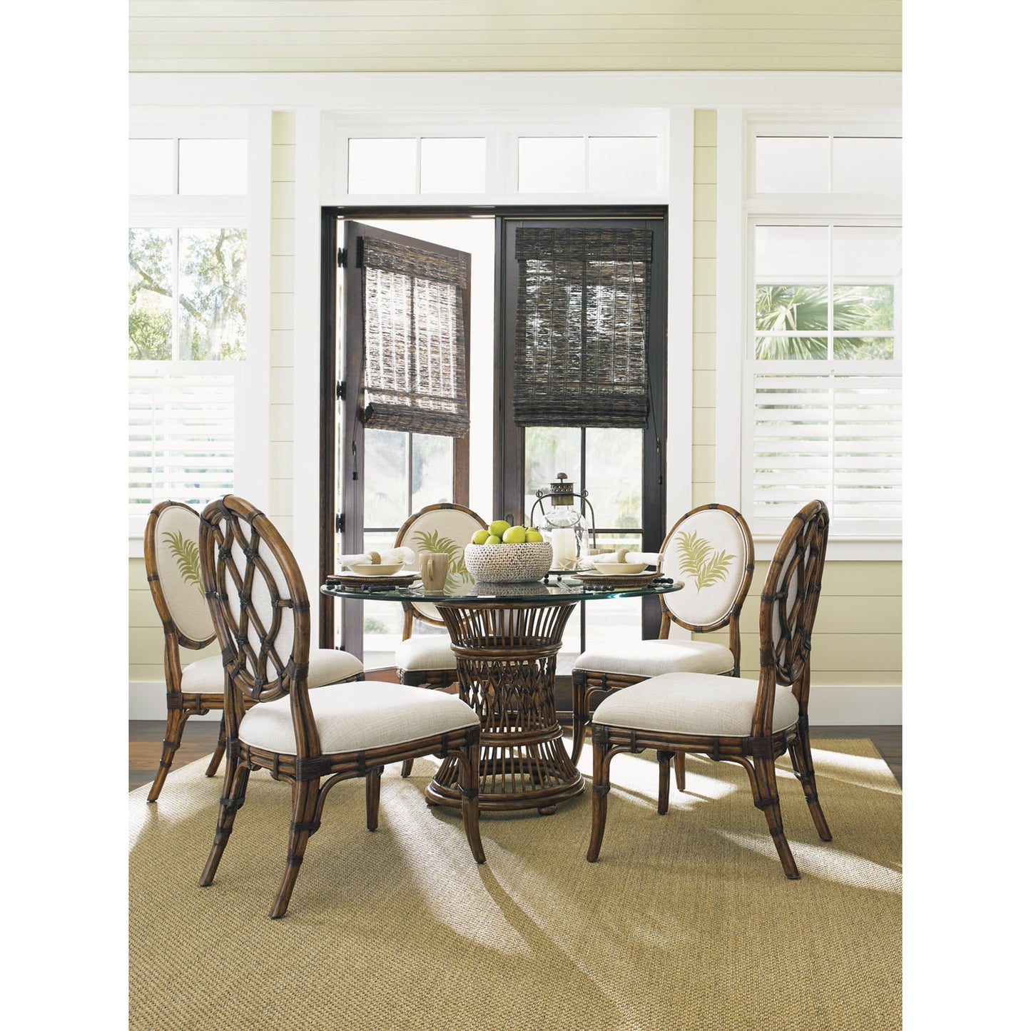 007 SR-836132 | Lifestyle | Gulfstream Oval Back Side Chair by Tommy Bahama Home in palm. Made from unique in a traditional style.