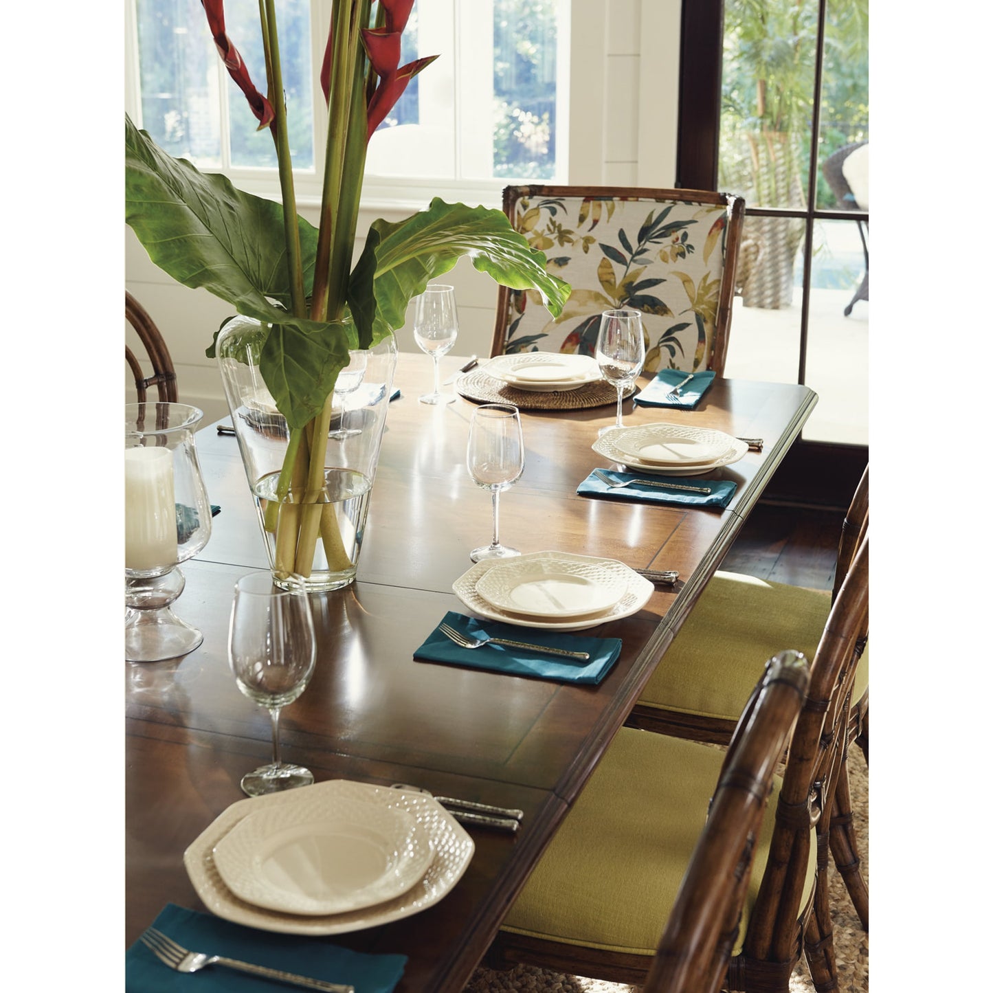 008 SR-836103 | Lifestyle | Fisher Island Rectangular Dining Table by Tommy Bahama Home. Made from unique in a coastal style.