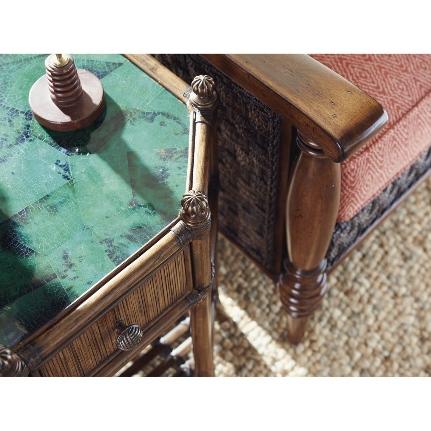 005 SR-836106 | Lifestyle | Flamingo Octagonal End Table by Tommy Bahama Home. Made from unique in a coastal style.