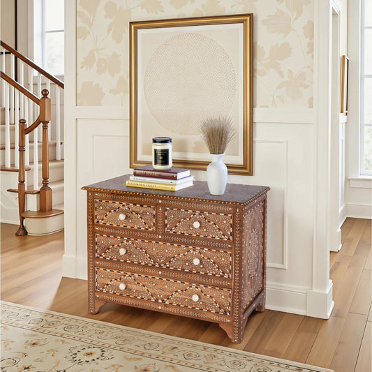 Rashmi Accent Chest by Butler Specialty Company in brown, bone inlay. Made from teak wood, bone in a traditional style.