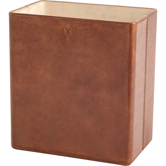 001 SI-2324385 | Primary Silo | Signature Tobacco Wastebasket by Global Views in tobacco and leather. Made from unique in a traditional style.